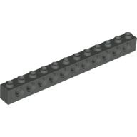 Lego kostka s otvory (kostička s dírami) 1x12, tmavě šedá (4141472, 4142296, 4200025)